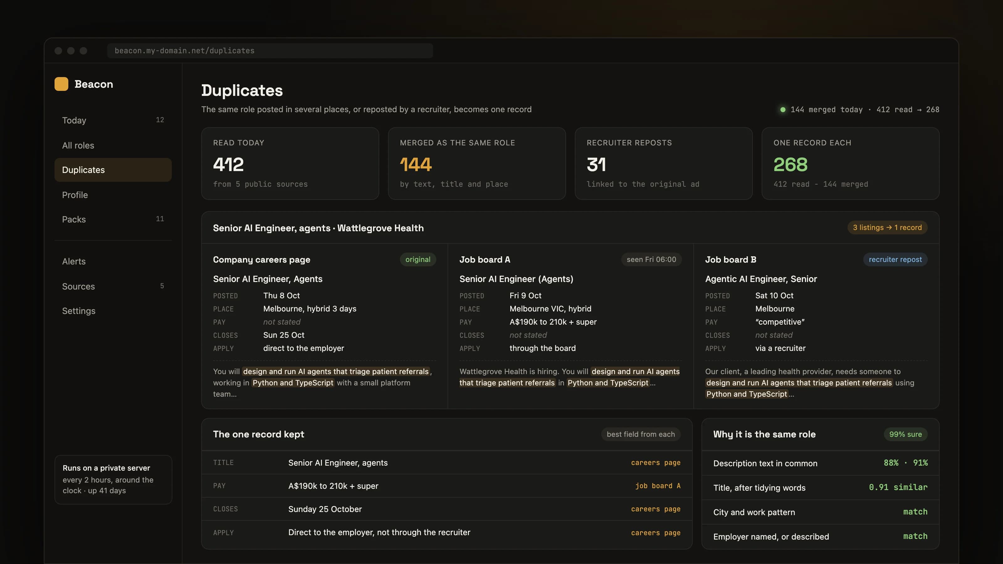 Beacon: product screen 2 of 5