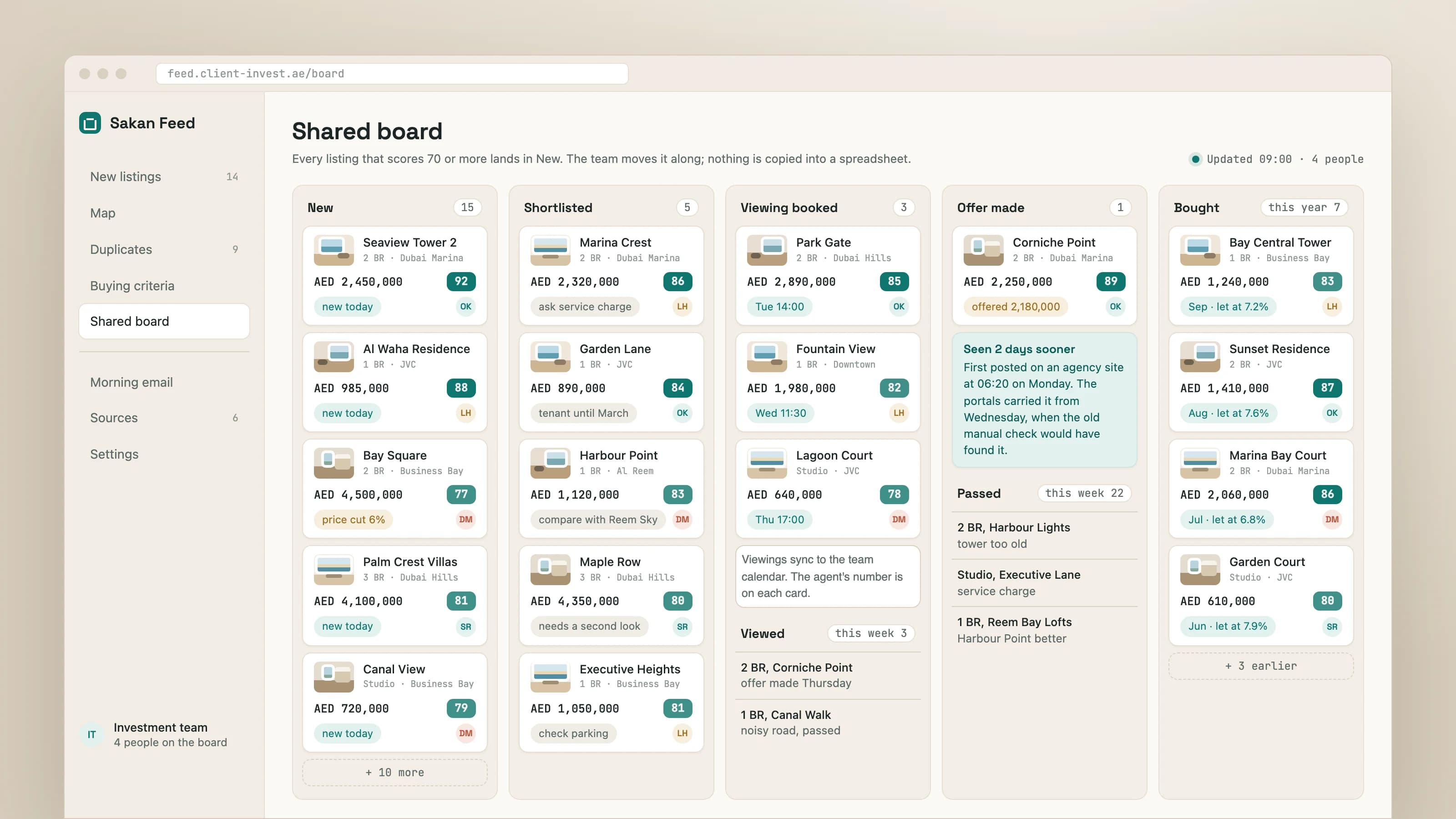 Every new listing, once, in one place: product screen 5 of 5