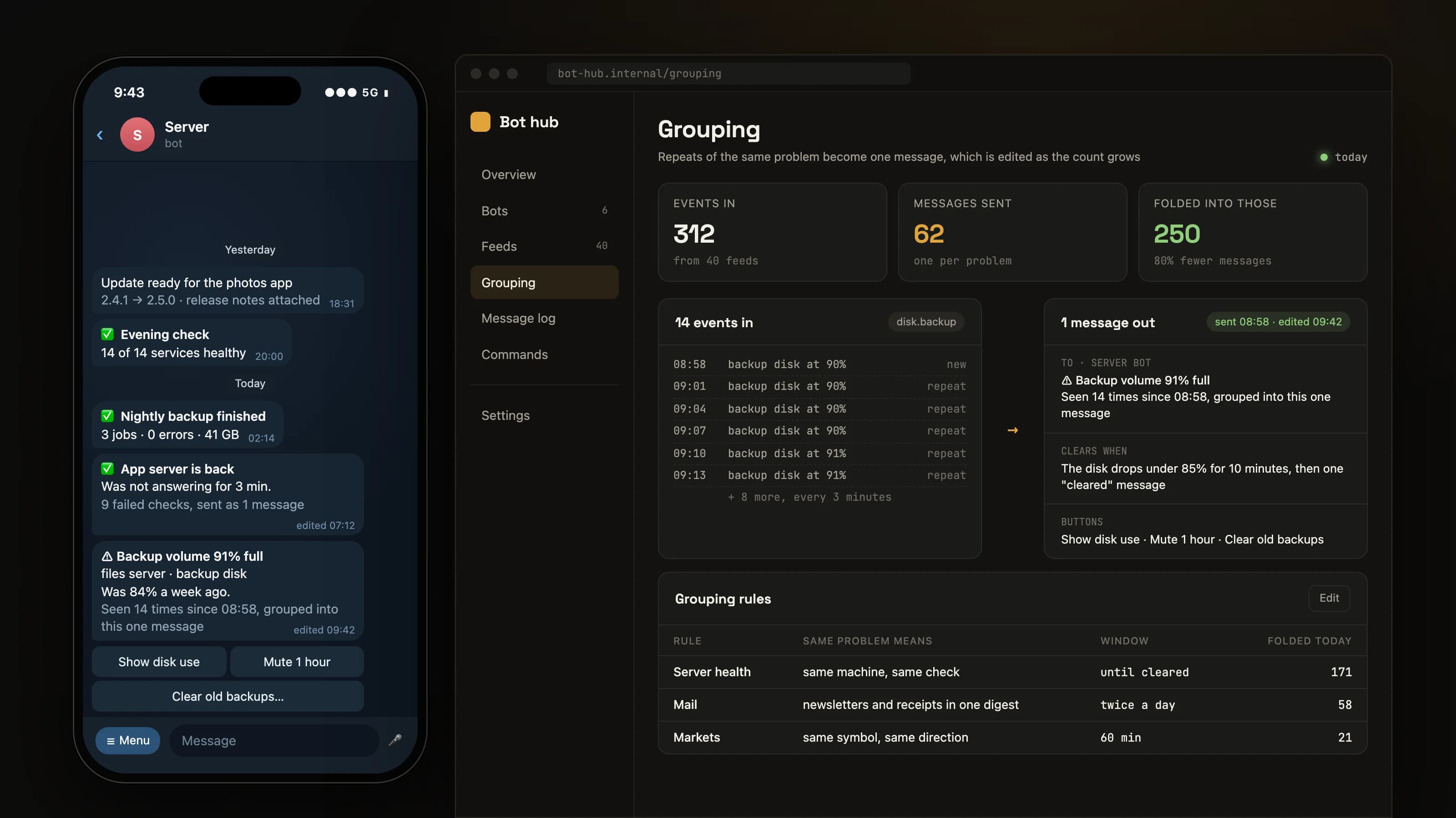One place for every alert: product screen 2 of 5