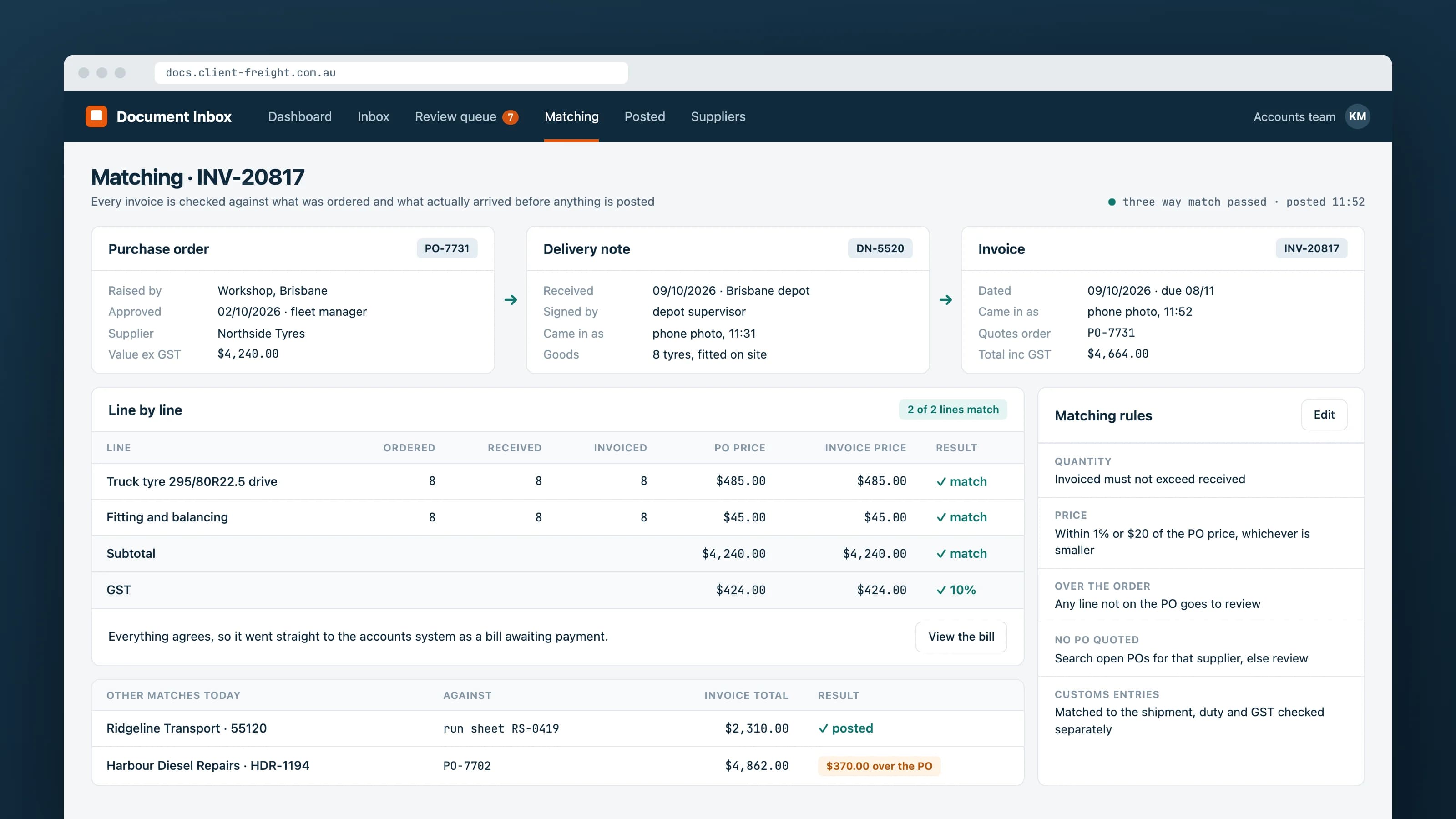 Paperwork read, checked and filed: product screen 3 of 5