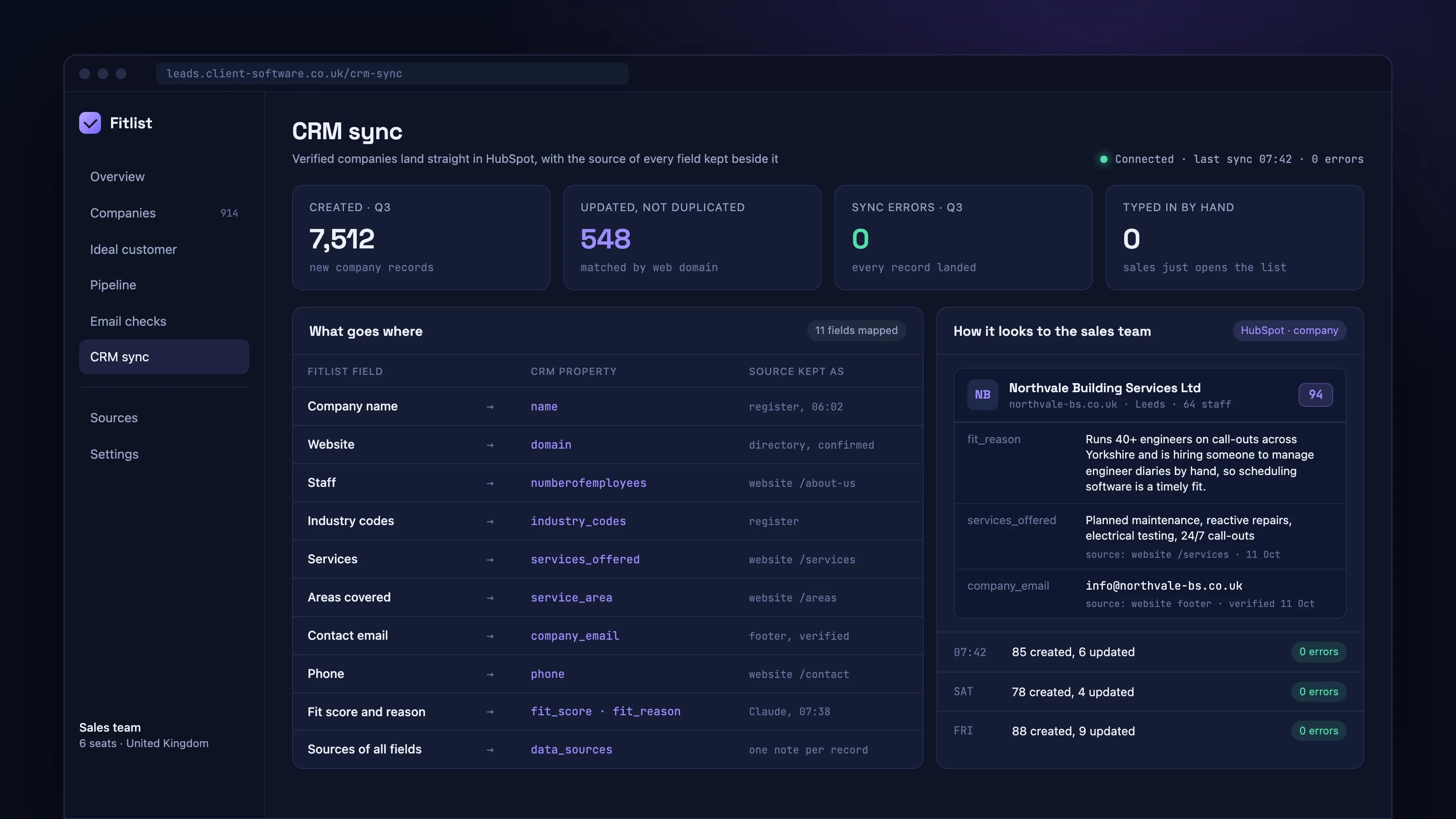 A lead list that stays fresh: product screen 5 of 5