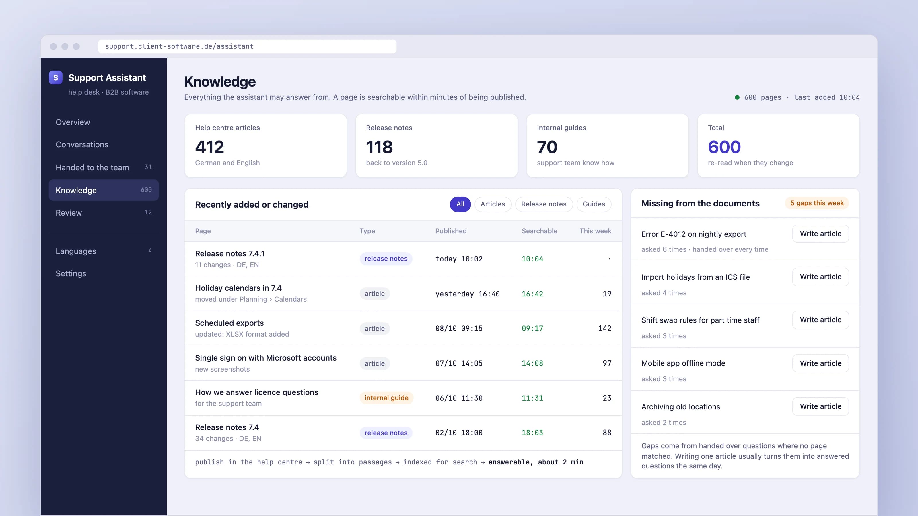 Answers from your own documents, with the source: product screen 4 of 5