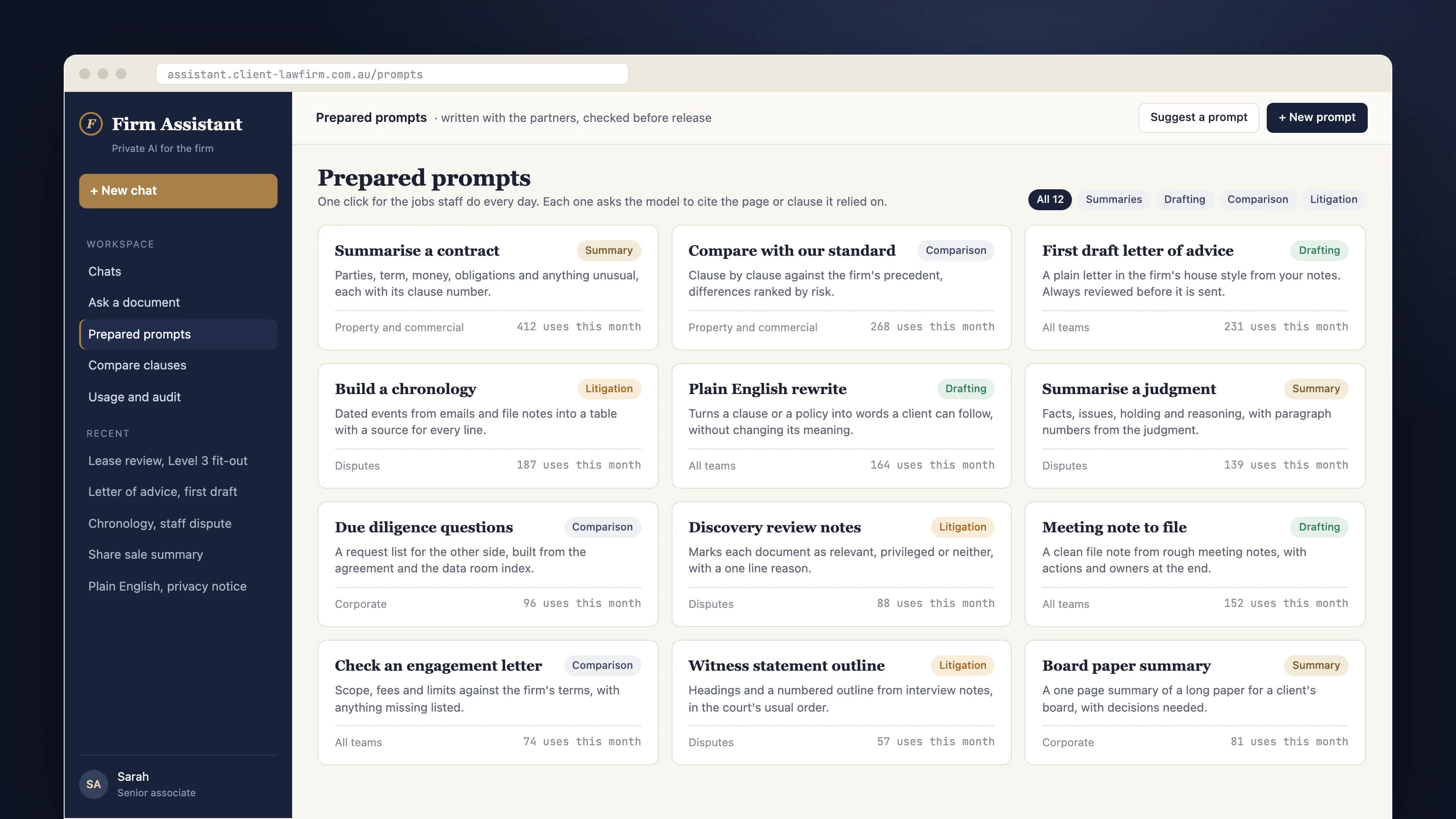 An office AI assistant, without the data leaving: product screen 3 of 5