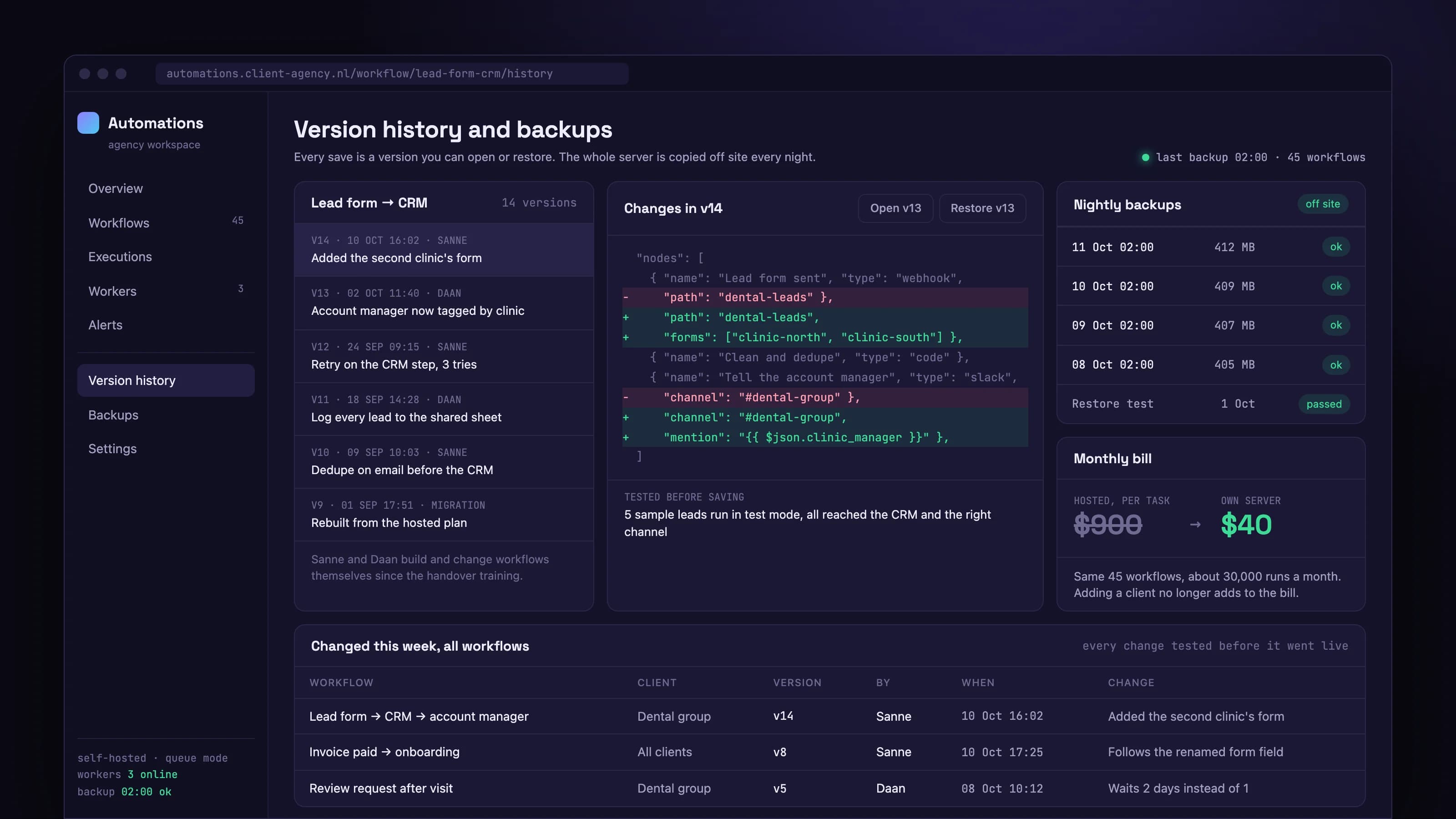 Automations off the per task bill: product screen 5 of 5