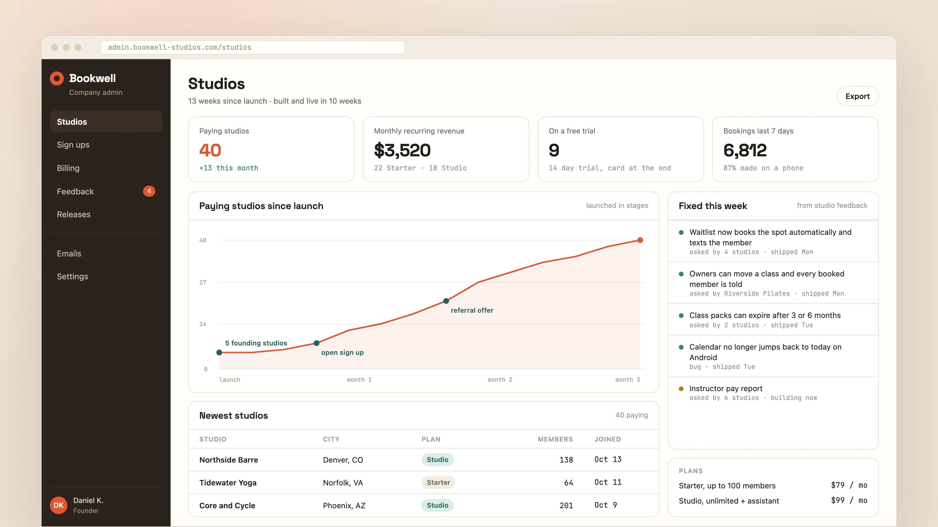 From an idea to paying customers: product screen 5 of 5